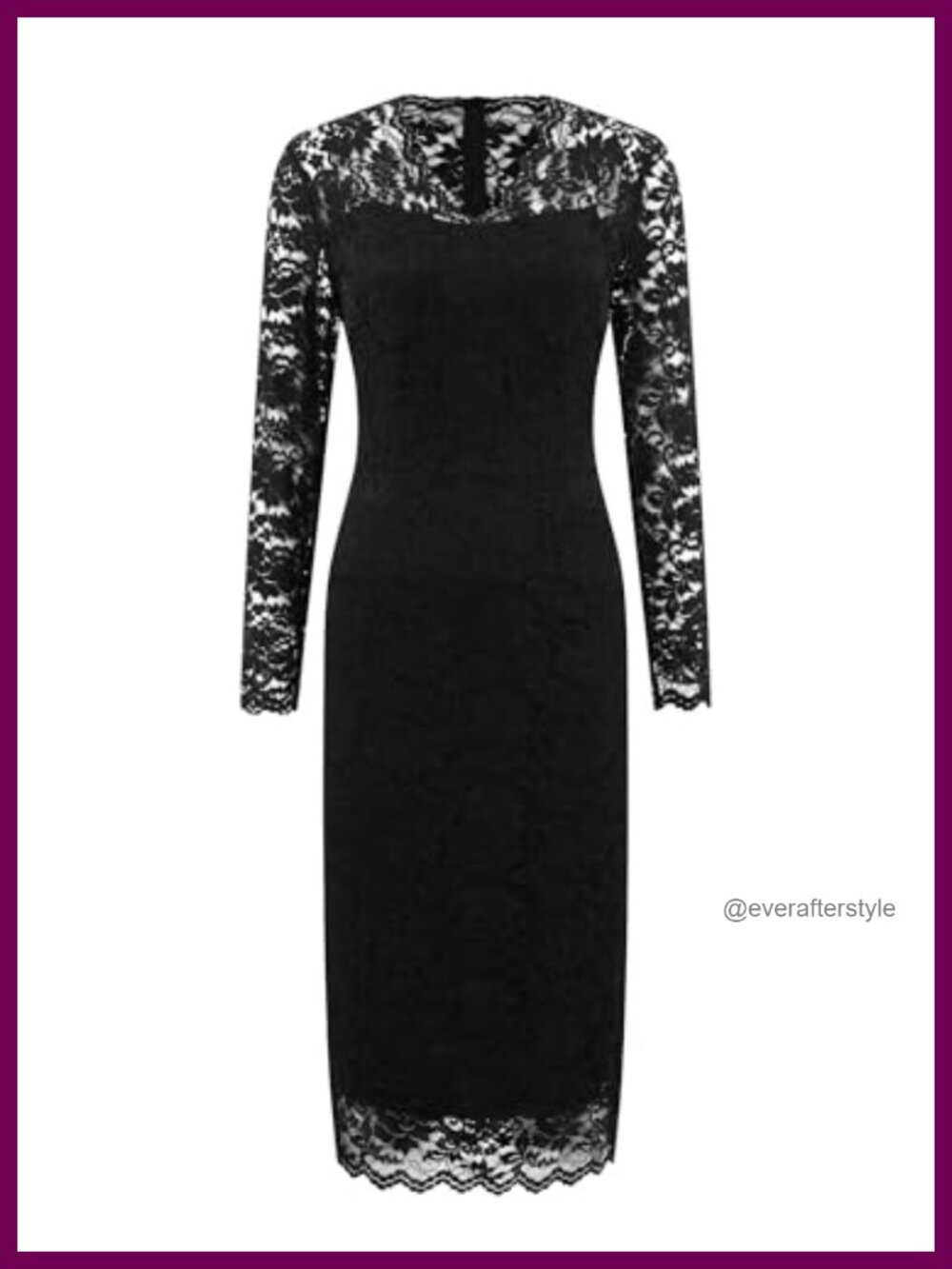Floral Lace Long Sleeve V Neck Bodycon Midi Cocktail Wedding Dress